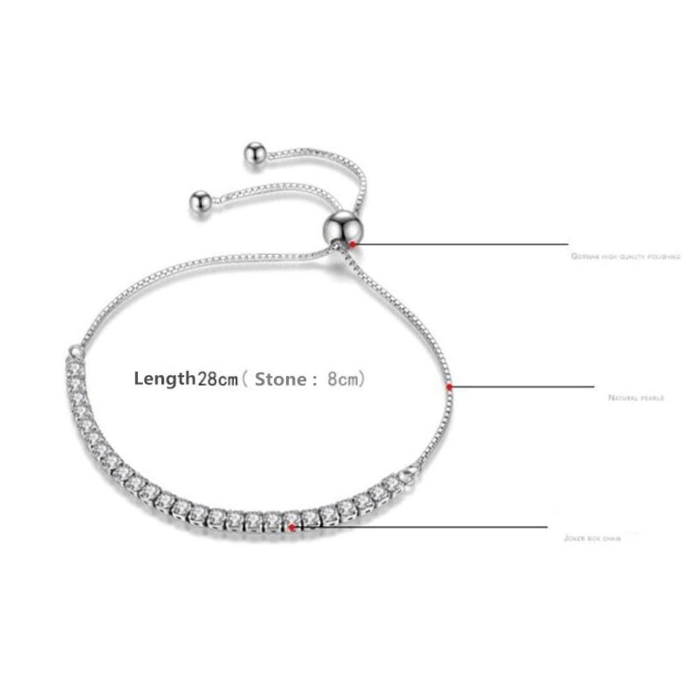 925 Sterling Silver Diamond Tennis Net Bracelet - Picture 6 of 6